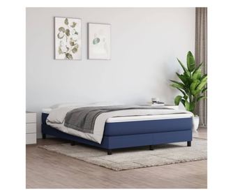 Pat continental cu saltea, albastru, 160x200cm, material textil