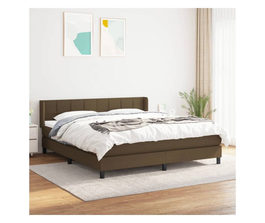 Boxspring ágy matraccal sötétbarna 180x200cm textil anyag