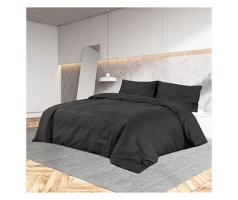 Set s prevleko za odejo, črna, 240x220 cm, bombaž