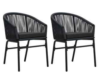 Καρέκλες Κήπου, 2 τεμ., Μαύρες, PVC Rattan