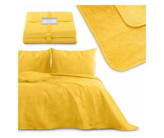 Cuvertura matlasata din catifea/poliester neteda modern Palsha, 180 g/m2, 170x210 cm, galben
