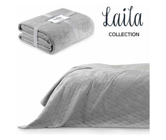 Cuvertura din catifea/poliester neteda glamourLaila, 180-190 g/m2, 260x280 cm, gri
