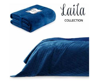 Cuvertura din catifea/poliester glamour Laila, 180-190 g/m2, 200x220 cm, indigo