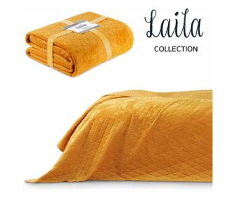 Cuvertura din catifea/poliester glamour Laila, 180-190 g/m2, 260x280 cm, galben