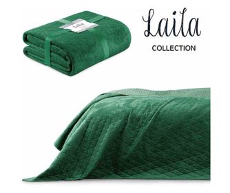 Cuvertura din catifea/poliester glamour Laila, 180-190 g/m2, 170x210 cm, verde sticla