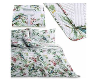 Cuvertura de pat din microfibra stil boho, Kingfisher, 70 g/m2, 200x220 cm, alb
