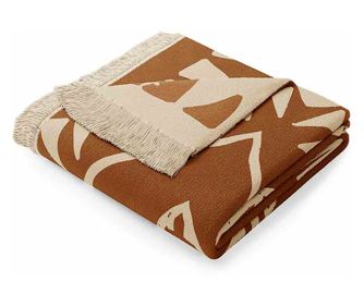 Patura din bumbac imprimat cu motiv animal print, Zaria, 430 g/m2, 150x200 cm, maro