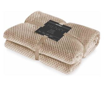 Patura in relief jacquard cu motiv modern, Henry, 240 g/m2, 220x240 cm, cappuccino