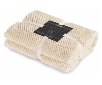 Patura in relief jacquard cu motiv modern, Henry, 240 g/m2, 150x200 cm, crem