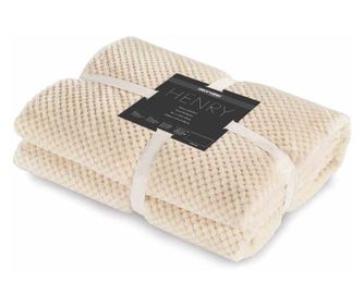 Patura in relief jacquard cu motiv modern, Henry, 240 g/m2, 220x240 cm, crem