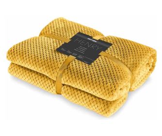 Patura in relief jacquard cu motiv modern, Henry, 240 g/m2, 170x200 cm, galben