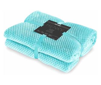Patura in relief jacquard cu motiv modern, Henry, 240 g/m2, 70x150 cm, turcoaz