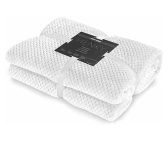 Patura in relief jacquard cu motiv modern, Henry, 240 g/m2, 70x150 cm, alb