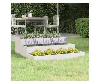 Jardinieră, alb, 78x78x27 cm, lemn masiv de pin