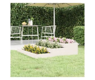 Jardinieră, alb, 107x107x27 cm, lemn masiv de pin