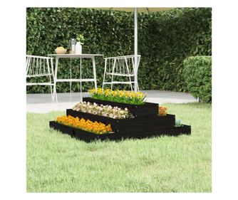 Jardinieră, negru, 80x80x27 cm, lemn masiv de pin