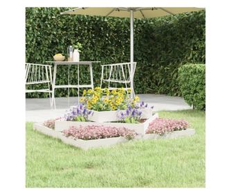 Jardinieră, alb, 112x112x27 cm, lemn masiv de pin