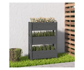 Jardinieră, gri, 77 x 25 x 104,5 cm, lemn masiv de pin