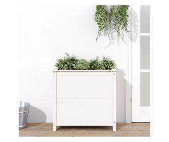Jardinieră de grădină, alb, 82,5x40x78 cm, lemn masiv de pin