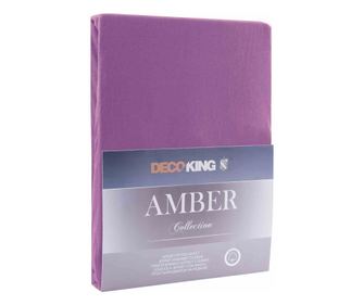 Cearsaf de pat cu elastic din bumbac 100%, Amber, 135 g/m2, 100x200 cm, mov