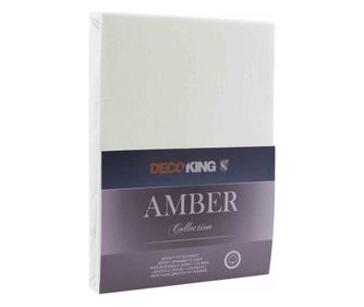 Cearsaf de pat cu elastic din bumbac 100%, Amber, 135 g/m2, 160x200 cm, alb
