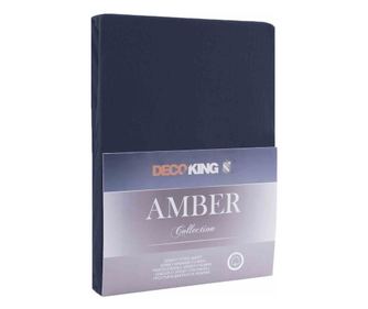 Cearsaf de pat cu elastic din bumbac 100%, Amber, 135 g/m2, 100x200 cm, bluemarin