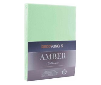 Cearsaf de pat cu elastic din bumbac 100%, Amber, 135 g/m2, 180x200 cm, verde
