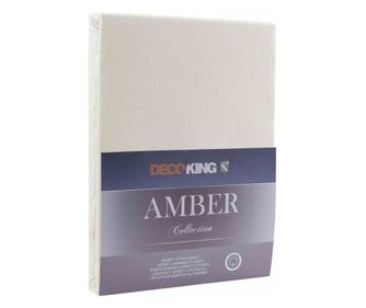 Cearsaf de pat cu elastic din bumbac 100%, Amber, 135 g/m2, 220x220 cm, crem