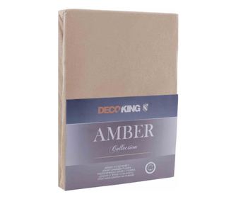 Cearsaf de pat cu elastic din bumbac 100%, Amber, 135 g/m2, 160x200 cm, cappuccino