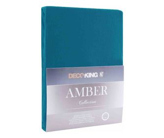 Cearsaf de pat cu elastic din bumbac 100%, Amber, 135 g/m2, 160x200 cm, albastru
