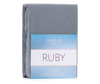 Cearsaf de pat cu elastic din bumbac, Ruby, 140 g/m2, 180x200 cm, grafit