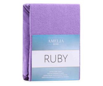 Cearsaf de pat cu elastic din bumbac, Ruby, 140 g/m2, 160x200 cm, mov