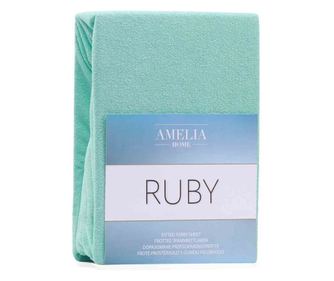 Cearsaf de pat cu elastic din bumbac, Ruby, 140 g/m2, 120x200 cm, verde
