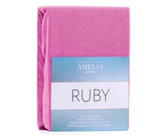 Cearsaf de pat cu elastic din bumbac, Ruby, 140 g/m2, 90x200 cm,
