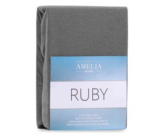 Cearsaf de pat cu elastic din bumbac, Ruby, 140 g/m2, 200x200 cm, gri