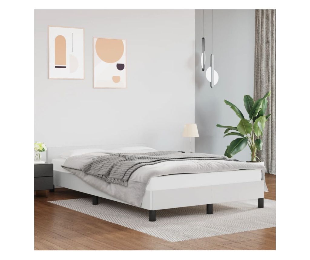 Krevet s uzglavljem, bijeli, 120x200 cm, eko koža