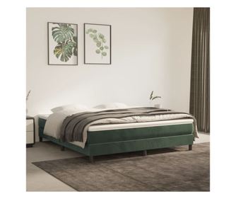 Saltea de pat cu arcuri, verde închis, 180x200x20 cm, catifea