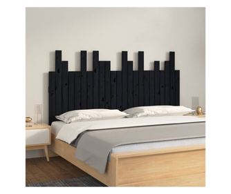 Falra szerelhető fejtámla, fekete 146,5x3x80 cm tömör fenyőfa