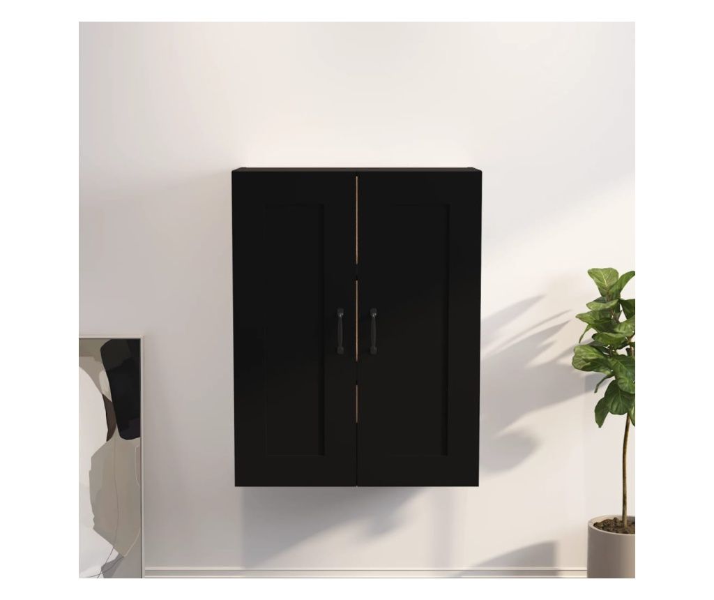 Fggesztett fali szekrny, fekete, 69,5x32,5x90 cm