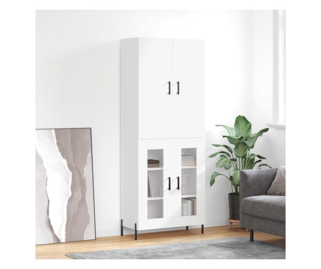 Magas, fehr szekrny, 69,5x34x180 cm, kompozit fa