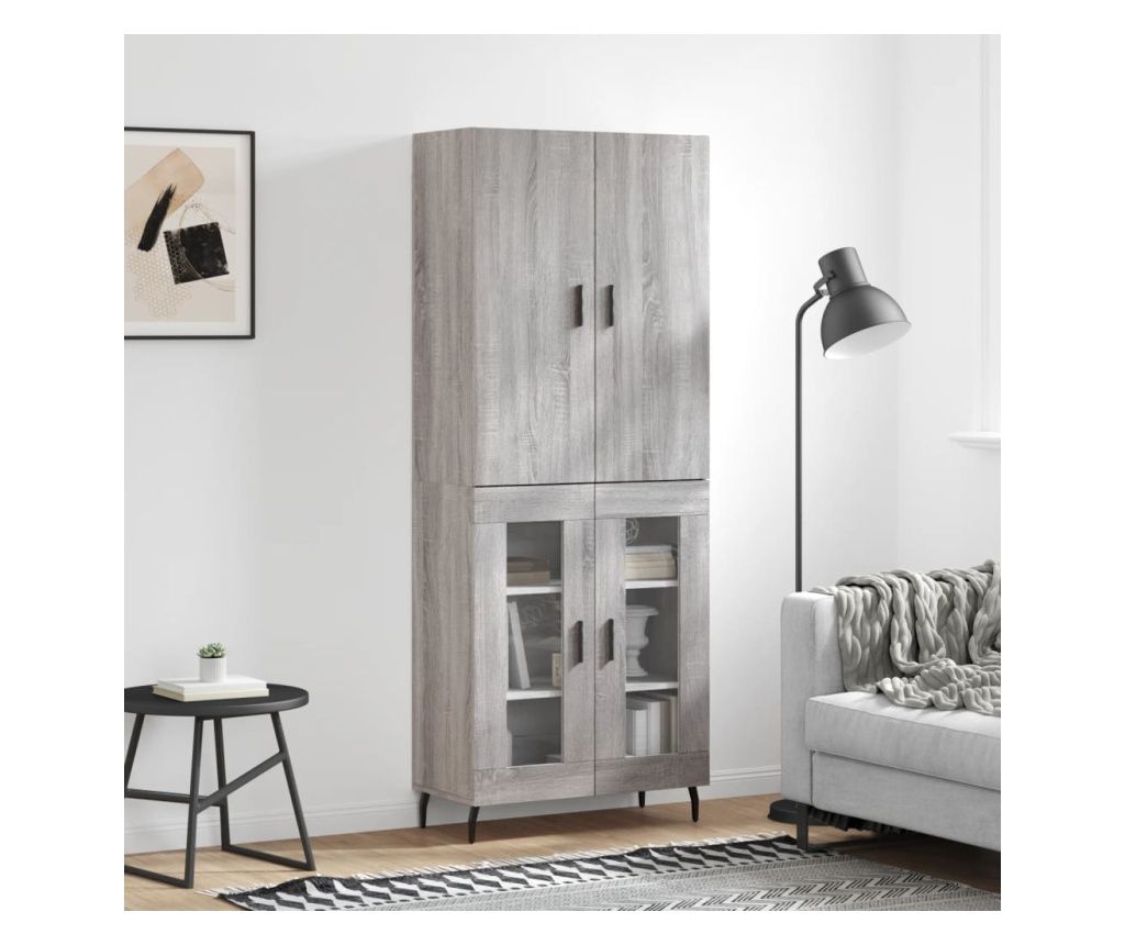 Tall cabinet, sonoma grey, 69.5x34x180 cm, composite wood