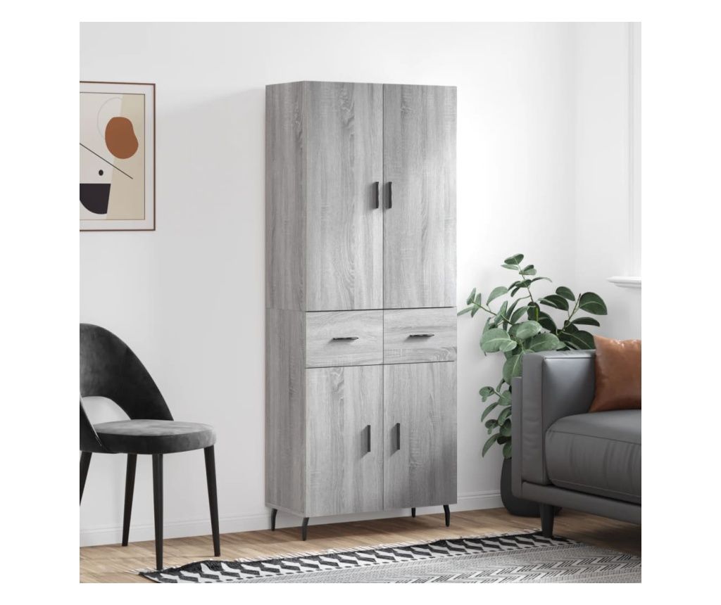 Dulap înalt, gri sonoma, 69,5x34x180 cm, lemn compozit