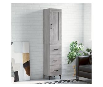 Dulap înalt, gri sonoma, 34,5x34x180 cm, lemn prelucrat