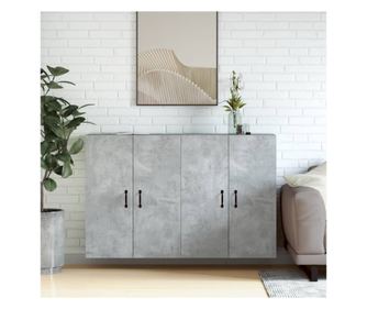 Fali szekrnyek, 2 db, beton szrke, megmunklt fa