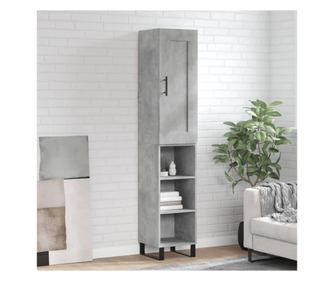 Beton szrke, 34,5x34x180 cm-es magas szekrny, feldolgozott fbl