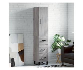 Dulap înalt, gri sonoma, 34,5x34x180 cm, lemn prelucrat