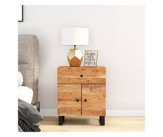 Κομοδίνο, 50x33x60 εκ., από μασίφ ξύλο ακακίας και επεξεργασμένο ξύλο