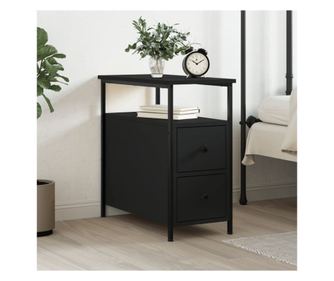 Noptieră, negru, 30x60x60 cm, lemn prelucrat