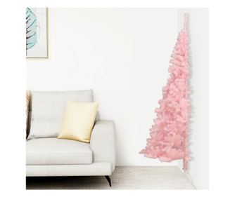 Polu-umjetni božićni bor sa stalkom, ružičasti, 180 cm, PVC
