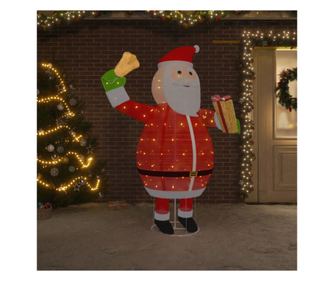 Figurină Moș Crăciun decorativă cu LED, 180 cm, țesătură de lux